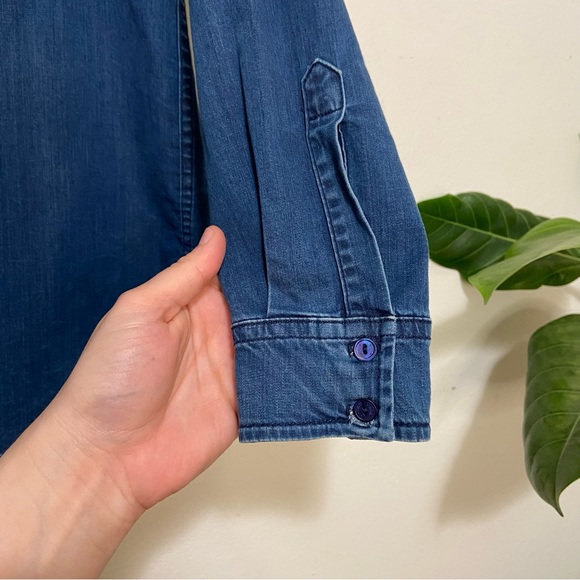 Vince Blue Chambray Denim Long Sleeve Button Down Shirt - Picture 6 of 10